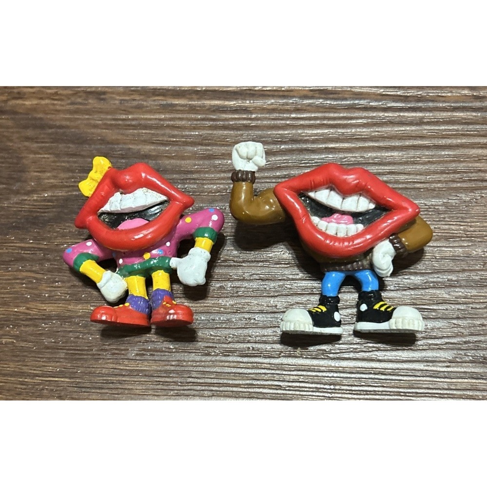 Tang Lips PVC Toy Figure Lot  2 Vintage‎ 80s Applause General Foods
